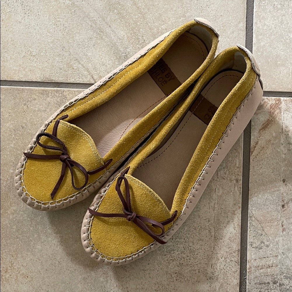See By Chloe Mustard and Beige Moccasins